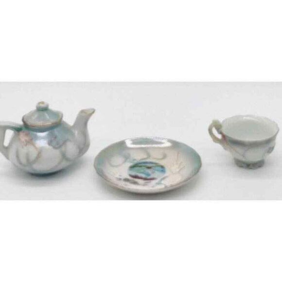 Vintage Dragonware Niagra Falls Miniature Tea Set Teapot Teacup Saucer Canada 3 - Picture 5 of 12
